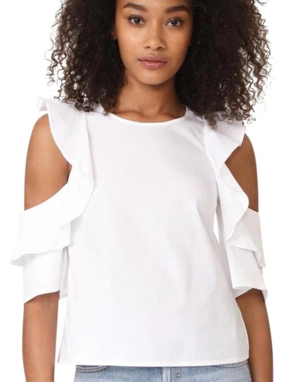 Club Monaco White Cotton Cold Shoulder Top Size S